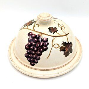 Tabletops Gallery Villa Grande Domed CHEESE Server Tray Lid Tuscan Grape 8 Inch